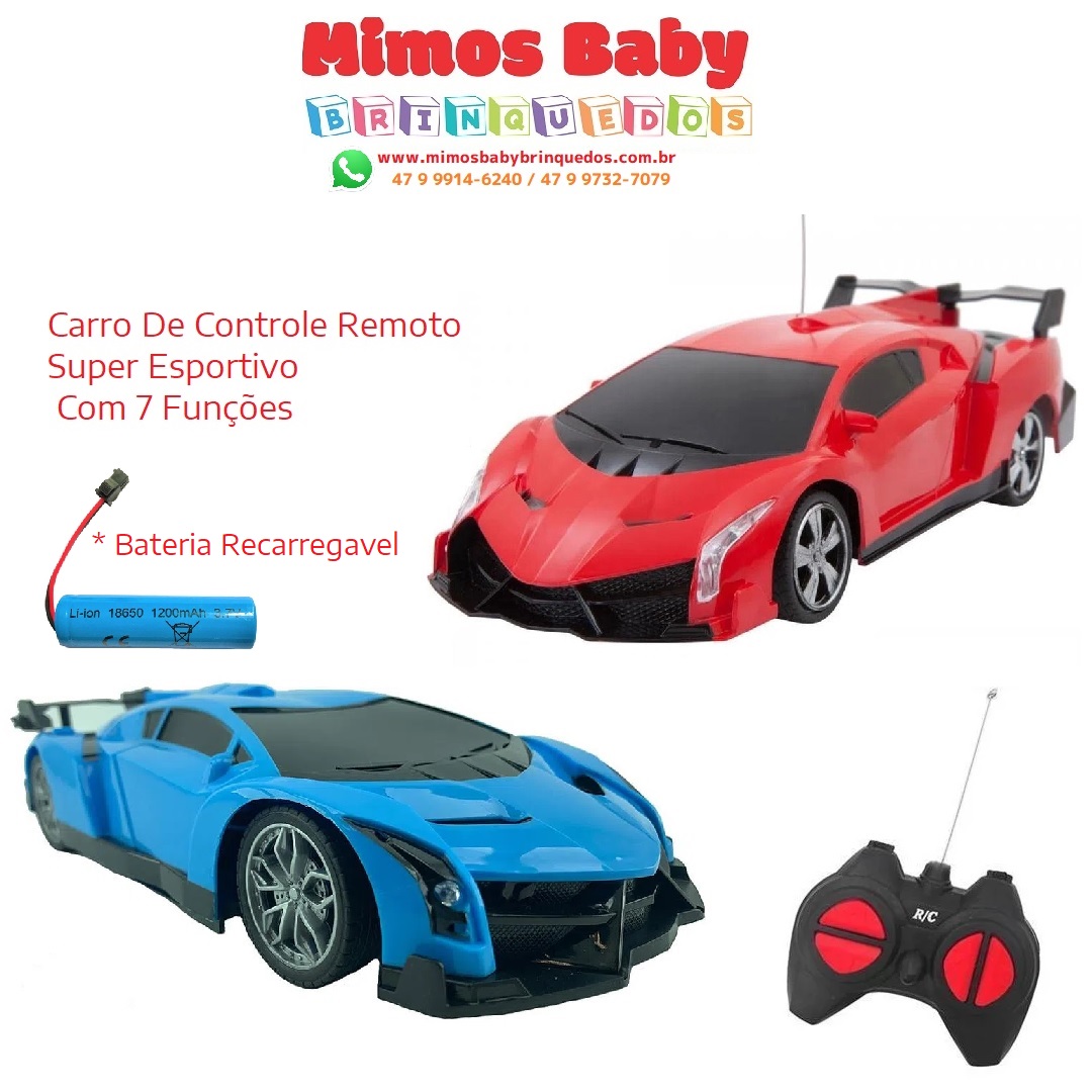 Carrinho de Controle Remoto - Ultra Carros - Azul - 6 Funções