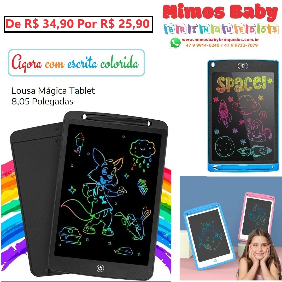 Tablet Magico Infantil Lousa Escrita Colorida