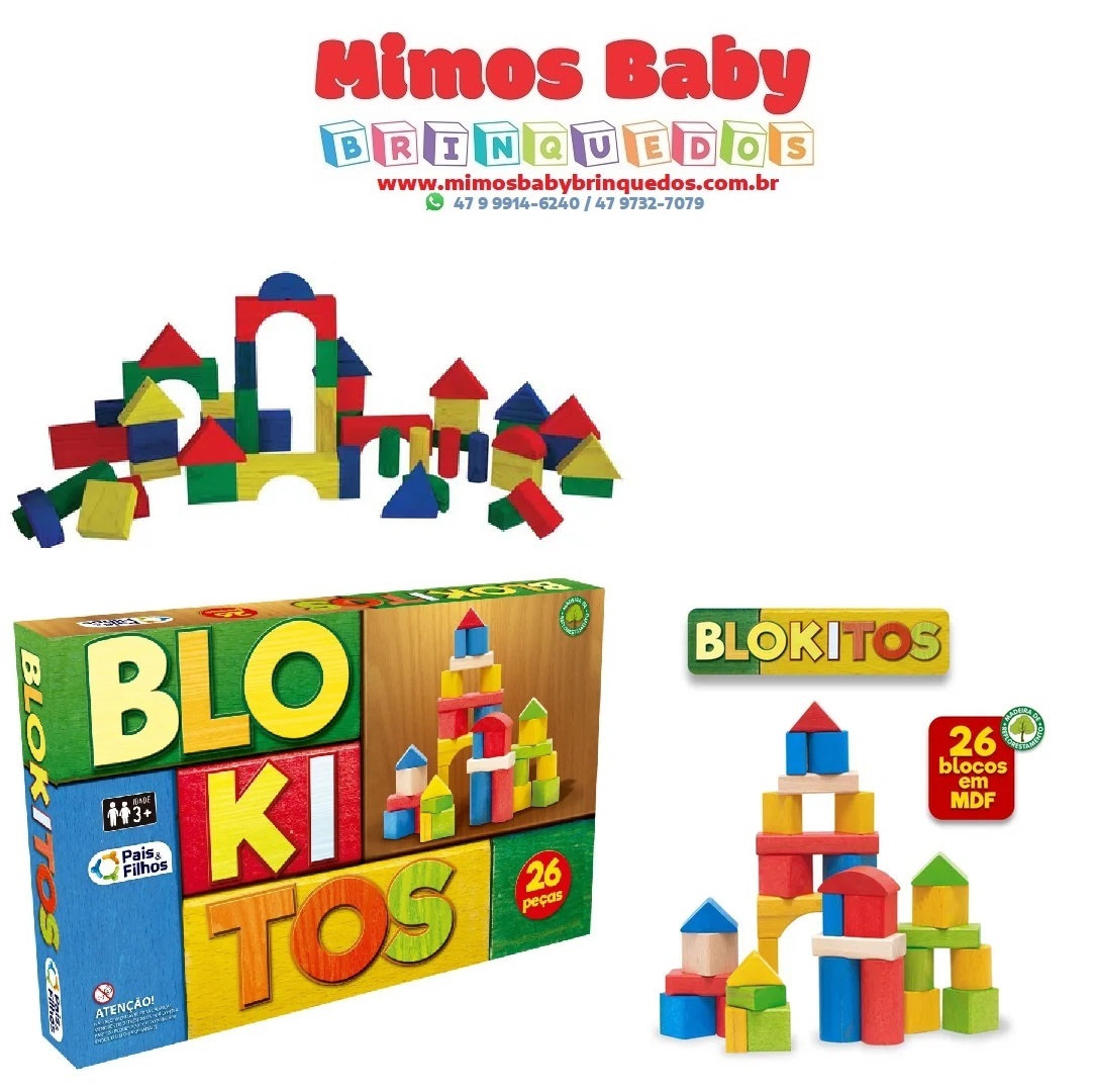 Blocos de madeira infantil para montar e empilhar.