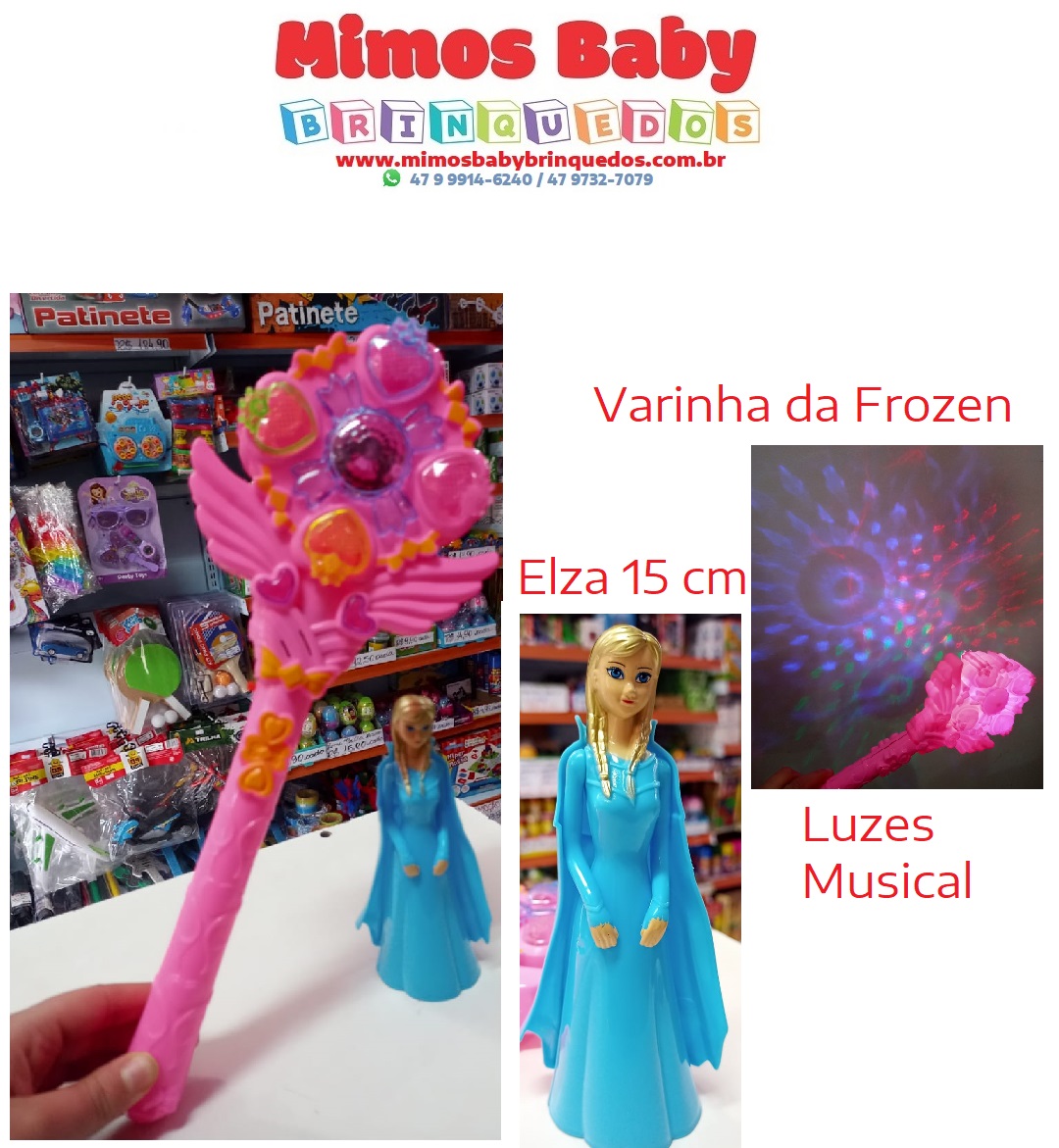 Varinha + Boneca Elza - Musical - Luzes - Frozen