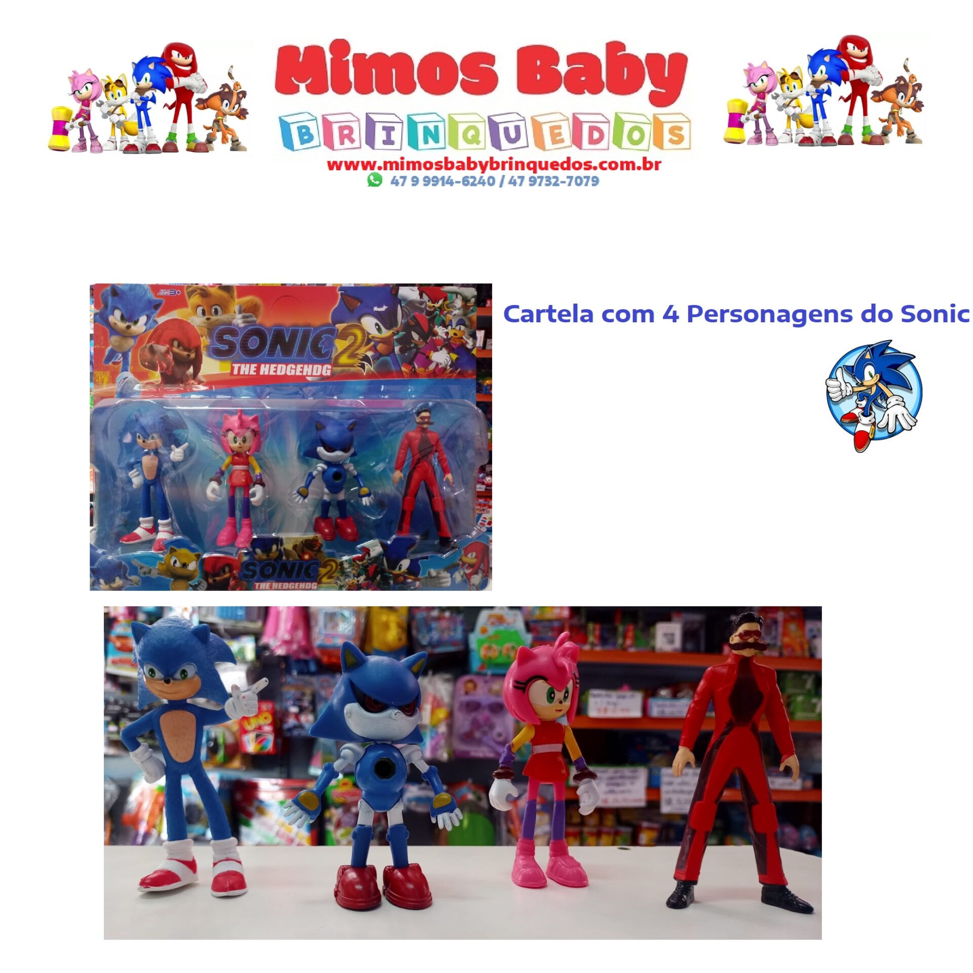 BONECO SONIC THE HEDGEHOG ARTICULADO 3407 - Loja de Brinquedos