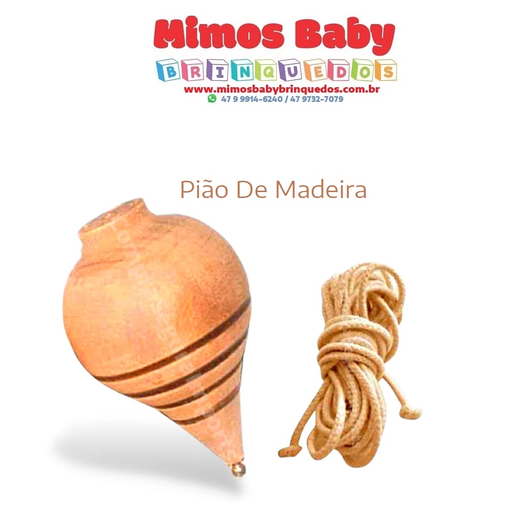 Bambalalão Brinquedos Educativos Pião Brinquedo Tradicional de Madeira  Brinquedos de Madeira