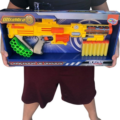 Metralhadora Lança Dardos Nerf Super Shot Lanterna Mira 75cm