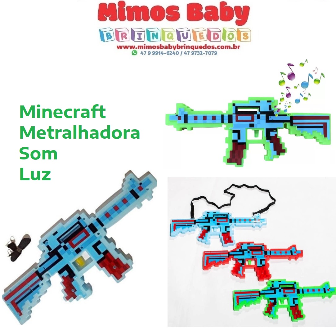 Kit Brinquedo Espadinha E Arminha Minecraft C/som E Luz