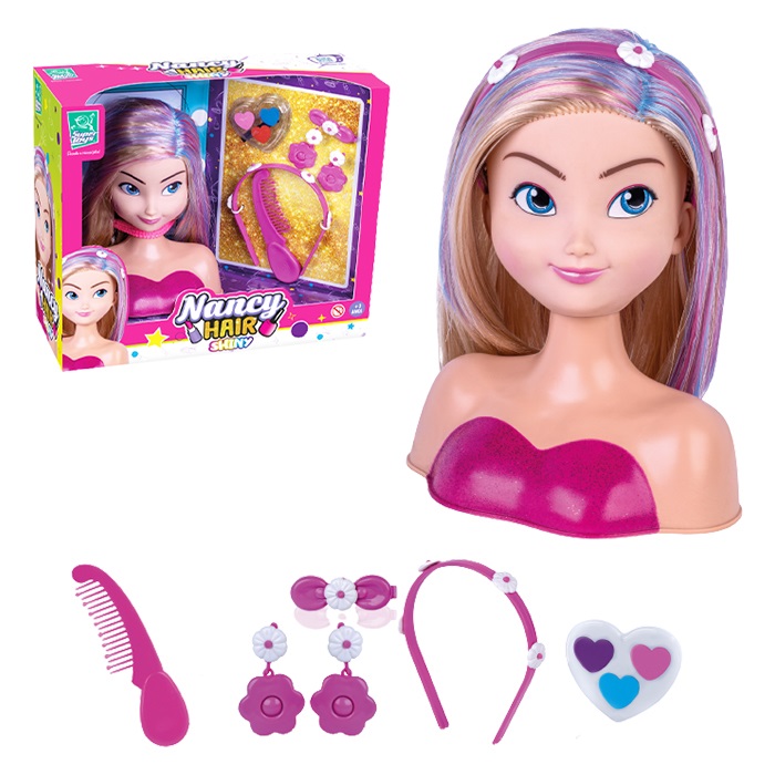 BONECA BUSTO NANCY HAIR PARA FAZER PENTEADO E MAQUIAGEM - SUPER TOYS - REF.  465