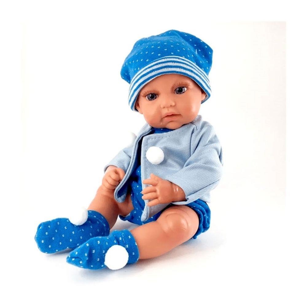 Boneco Bebê Reborn - Menino - Azul - 39 cm - Brink Model