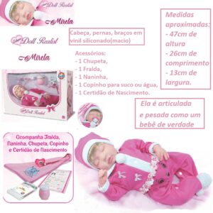 Boneca Doll Realista Bebe Tipo Reborn C/ Acessórios Brianna