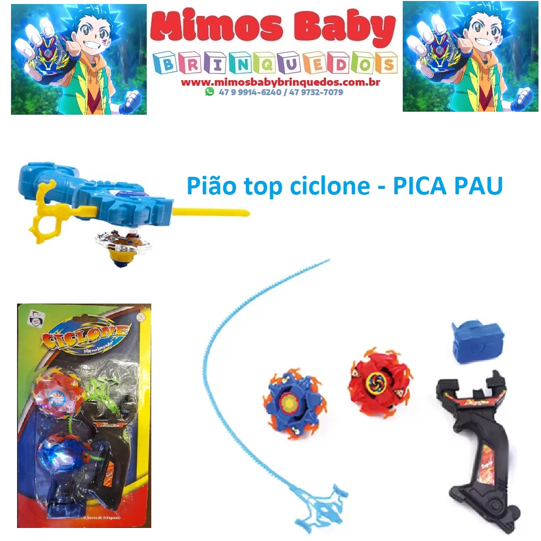 Brinquedo Pião Top Cyclone Duplo Pica Pau PI3199 - Papelaria Criativa