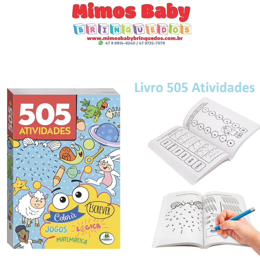 Livro Infantil 505 Atividades - Jogos Colorir Lógica Escrever