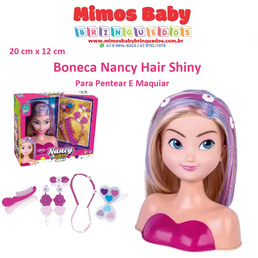 Boneca Nancy Hair Maquiar Pentear Mechas Cabelo Meninas - ShopJJ -  Brinquedos, Bebe Reborn e Utilidades