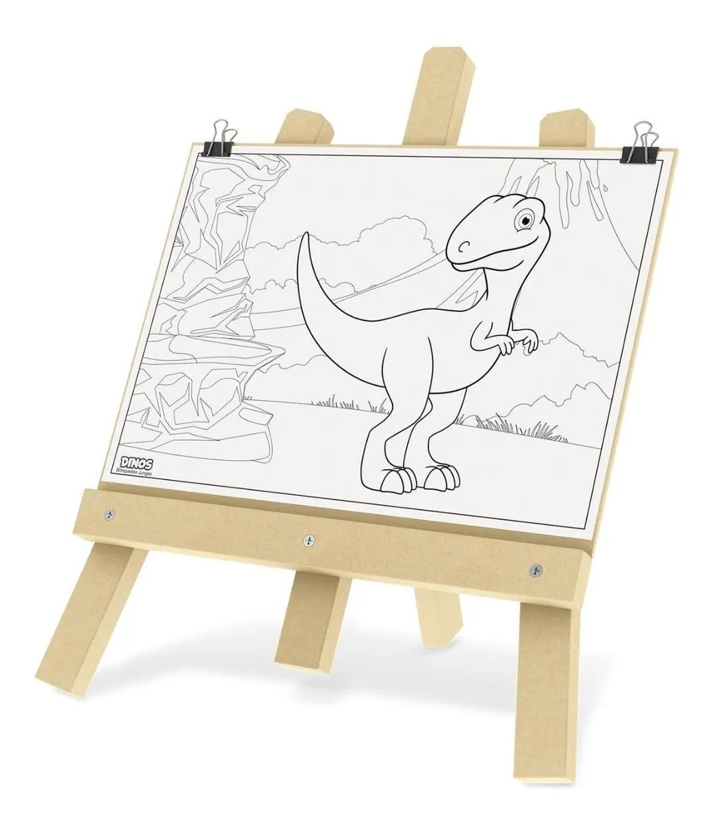 DAM. Quadro infantil para desenhar com água 100x80cm. Projeto dinossauro.  Inclui 3 marcadores de água, modelos de desenho e escrita - DAM