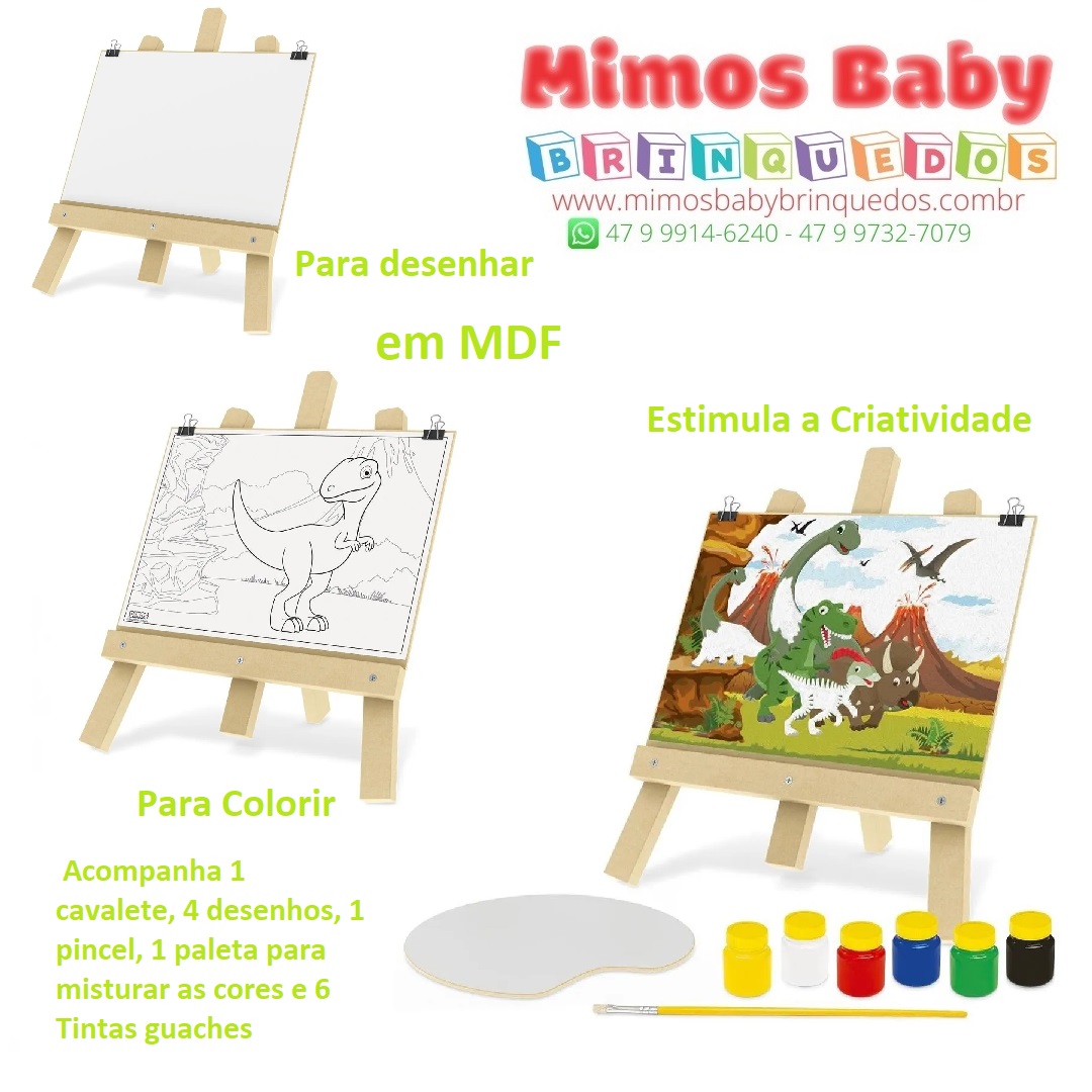 kit 5 Quadros Infantil Desenhos Coloridos de Dinossauros