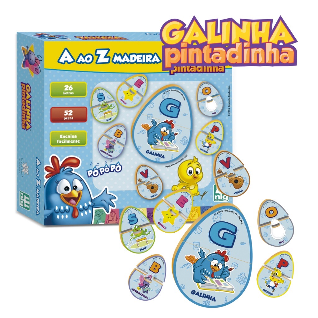 Kit Alfabeto Educativo A Ao Z Galinha Pintadinha – Madeira – Maior Loja de  Brinquedos da Região