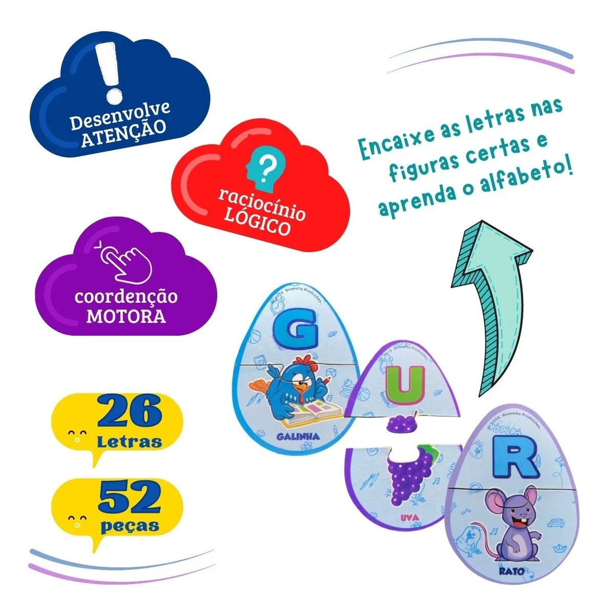 Kit 2 Jogos Infantil Educativo Da Galinha Pintadinha: Alfabeto A ao Z + Jogo  Da Memória Infantil 3 Anos +