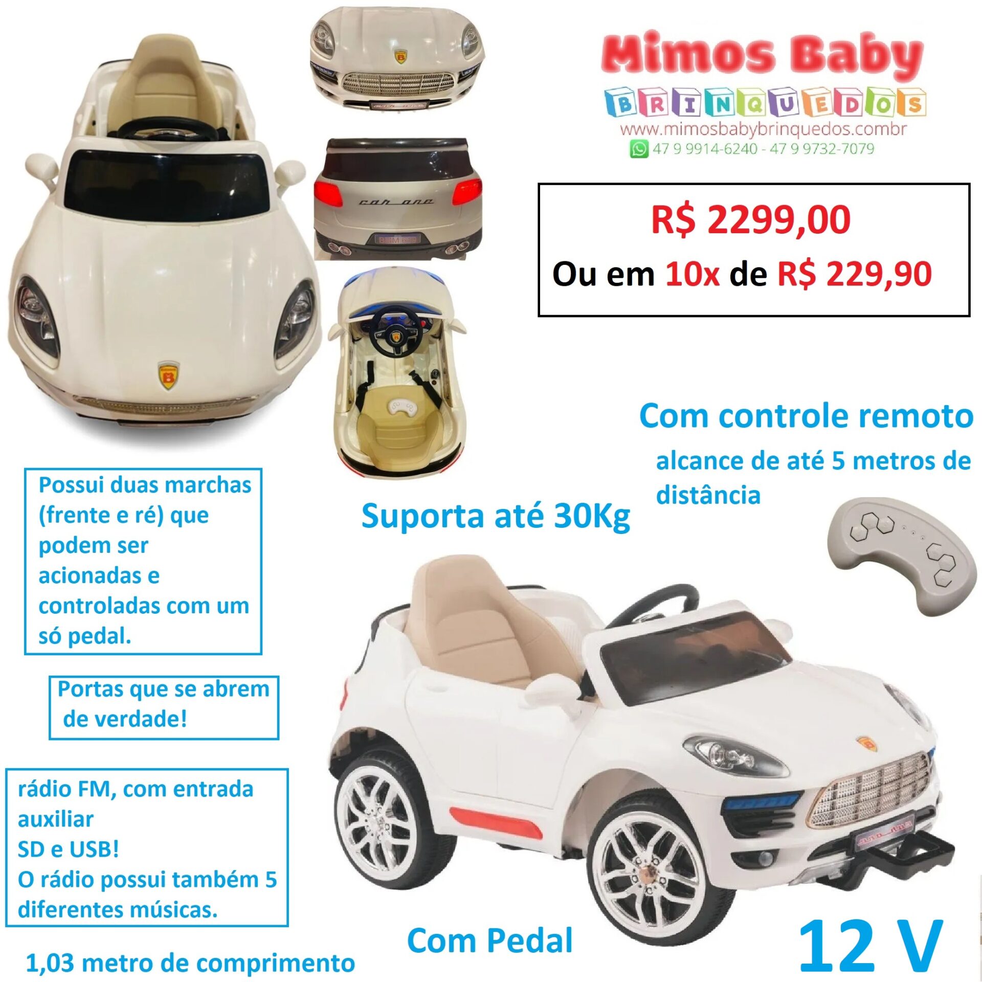 Mini Carro Infantil Elétrico Ferrari Controle Remoto 12V - Fazendo