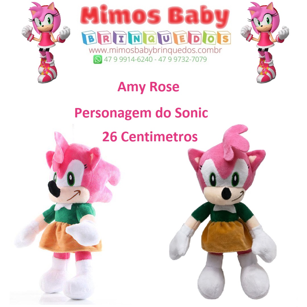 Amy Rose – Personagem do Sonic em Pelúcia – 26 Centímetros – Maior Loja de  Brinquedos da Região