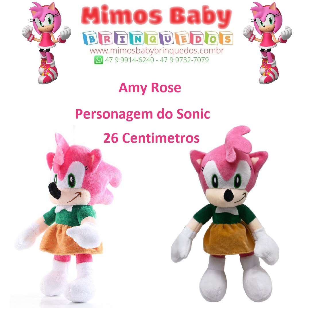 Amy Rose – Personagem do Sonic em Pelúcia – 26 Centímetros – Maior