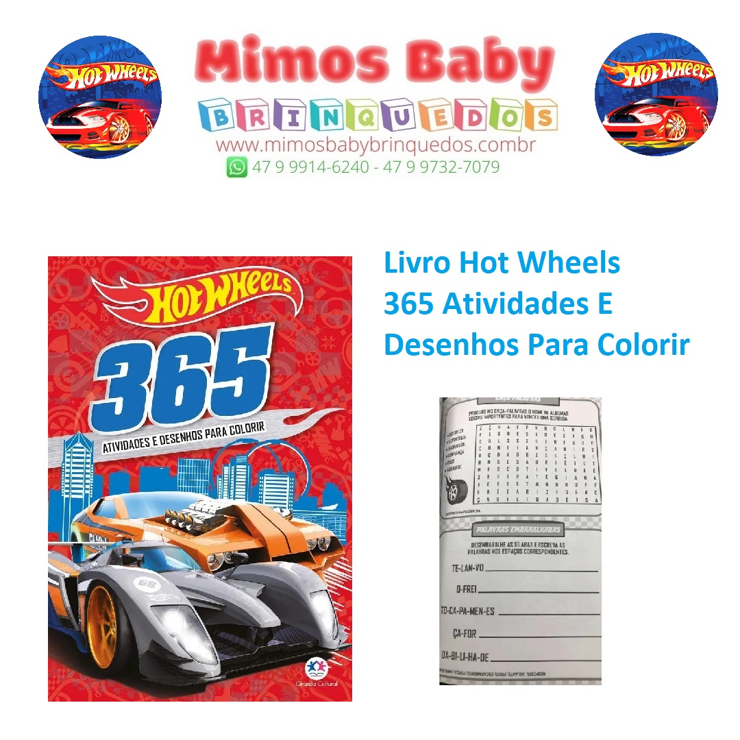 LIVRO 365 DESENHOS PARA COLORIR HOT WHEELS