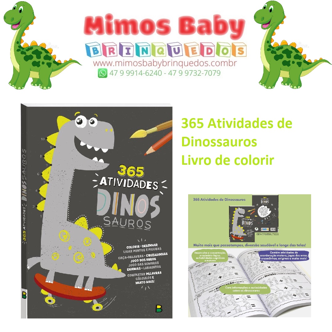 Livro Infantil 365 Atividades De Dinossauros - Colorir, Jogo Dos 7