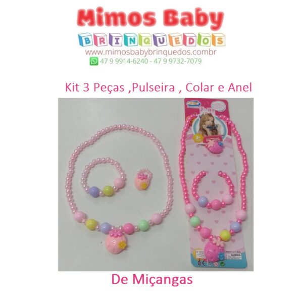 Kit Pulseira , Colar e Anel - De Miçangas