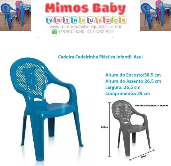 Cadeira Cadeirinha Plástica Infantil  Azul
