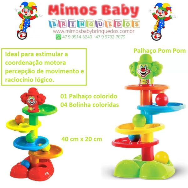 Palhaço Pom Pom -Maral - Brinquedo Didatico 40 cm x 20 cm -