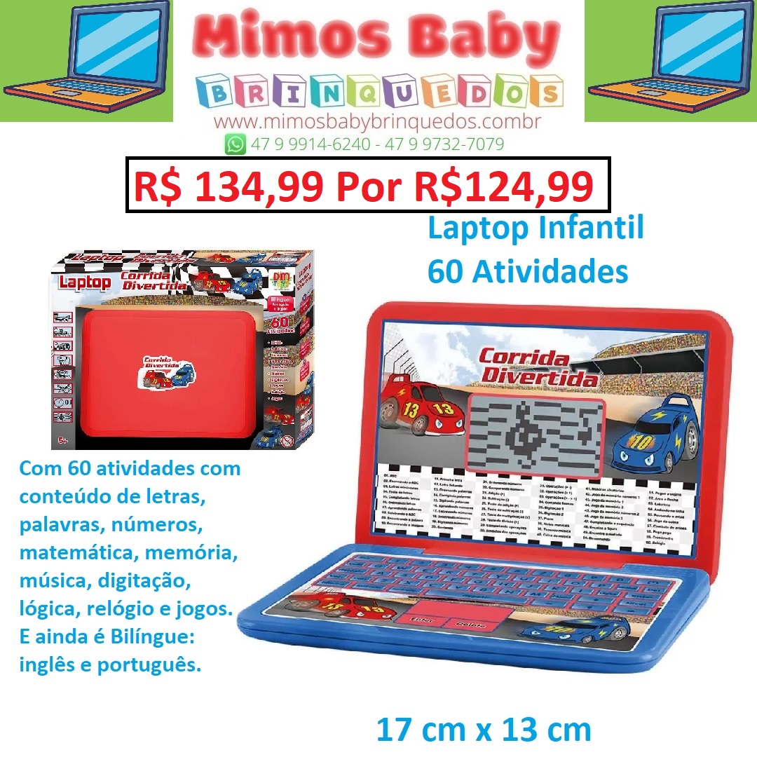 Brinquedo Laptop Notebook Infantil Musical Com Som E Luzes Jogos