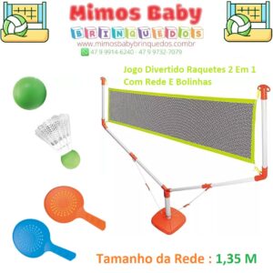 Jogo Infantil - Raquetes 2 Em 1 - Tênis E Badminton - Dm Toys em