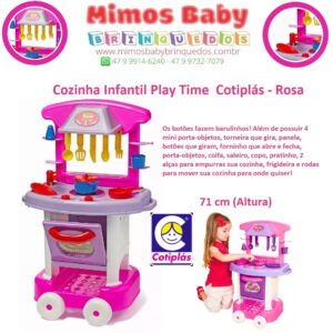 Cozinha Rosa Infantil  Play Time Cotiplás  - Sai Água - 71 cm (Altura)