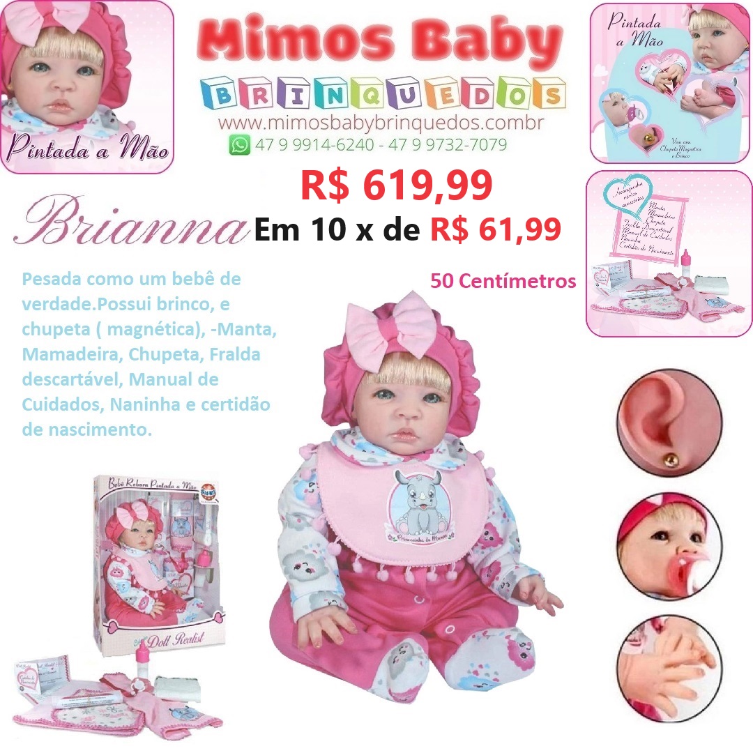 Boneca Reborn Pequena Bebê Reborn Chupeta Fralda Mamadeira