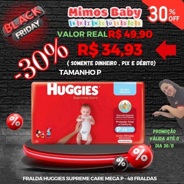 Fralda Huggies Supreme Care Mega  P - 48 fraldas