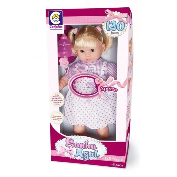 Boneca Sonho Azul com Cabelo e Fala 120 Frases Cotiplás - 56 Centímetros - Image 4