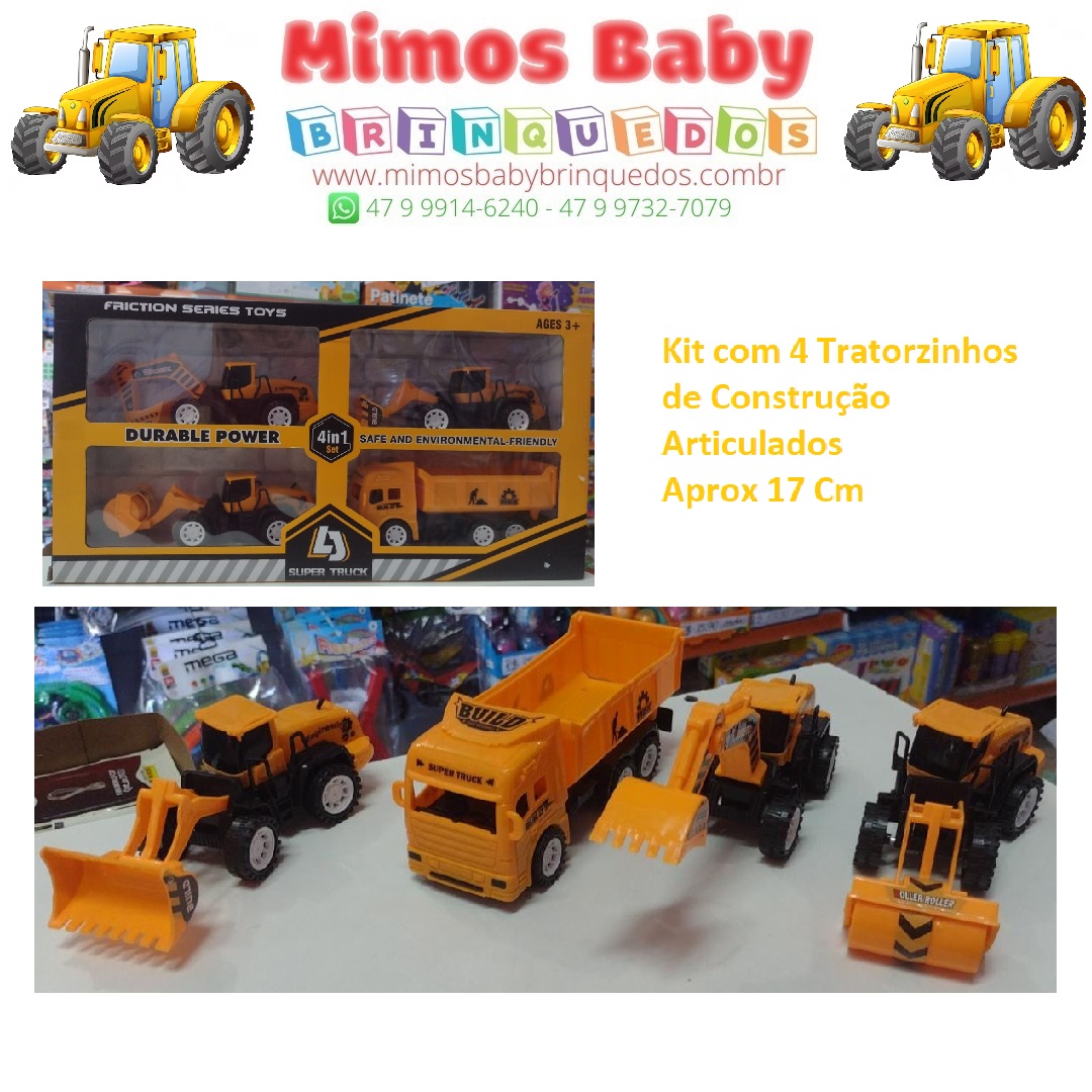 Kit 4 Caminhão Truck Construção 17 Cm Brinquedo Infantil