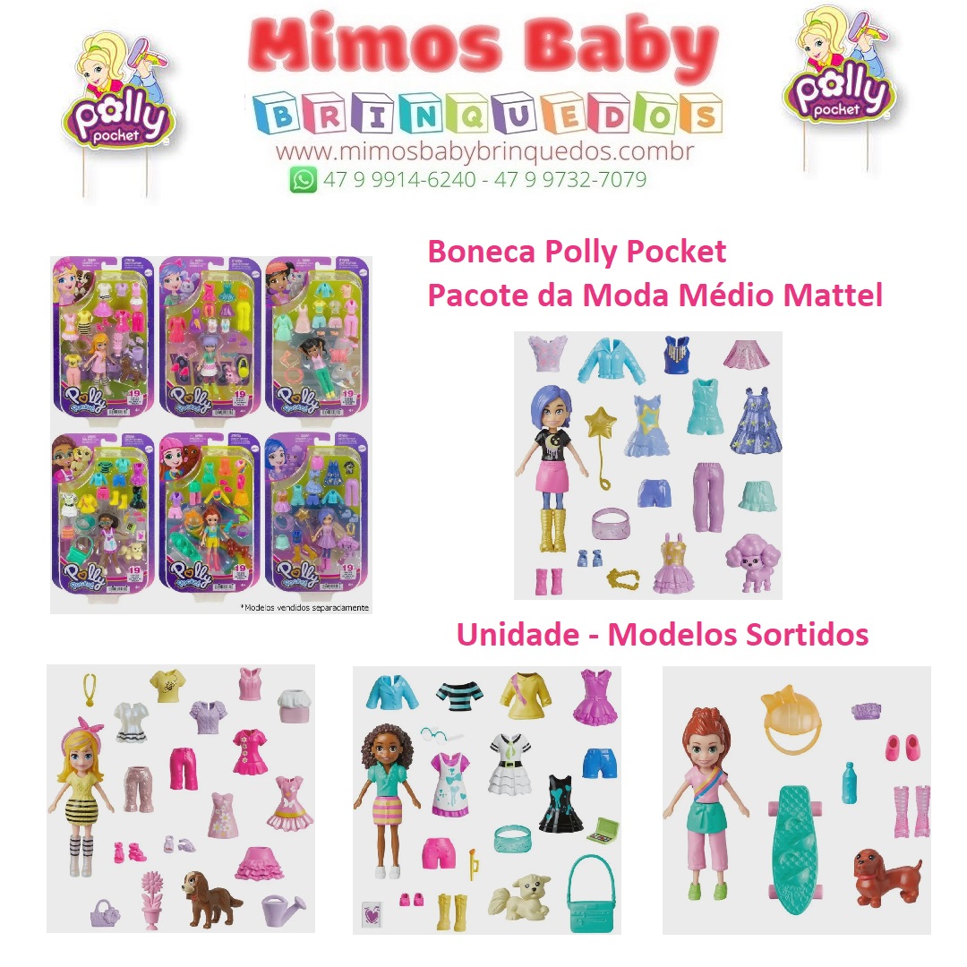 Boneca Polly Pocket - Pacote de Modas Médio Sortido - Mattel - Loja Mega