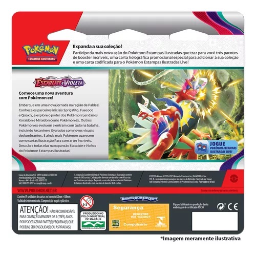 Box Pokémon Coleção Paldea Miraidon Ex 40 Cartas Sprigatito - Verde