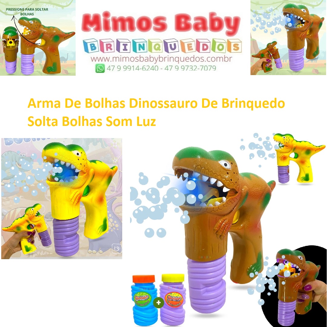 Brinquedo Crianças Faz Sabão Dinossauro Solta Bolhas Com Luz