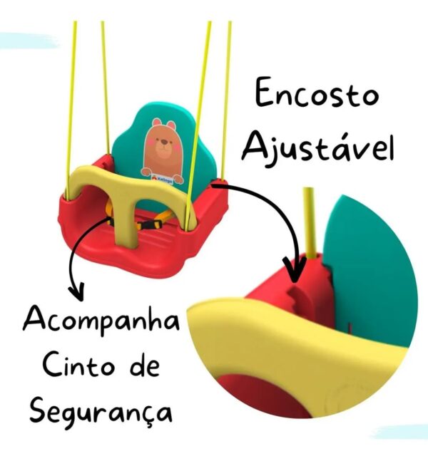 Balanço Infantil Ursinho Resistente Ajustável Com Cinto 6,40 M + ou - de Corta Total - Image 3