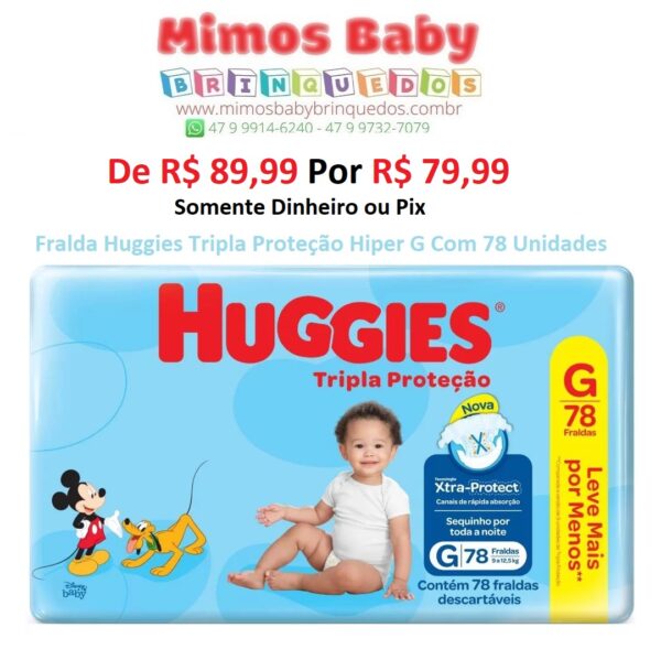 Fralda Huggies Tripla Proteção Hiper G Com 78 Unidades