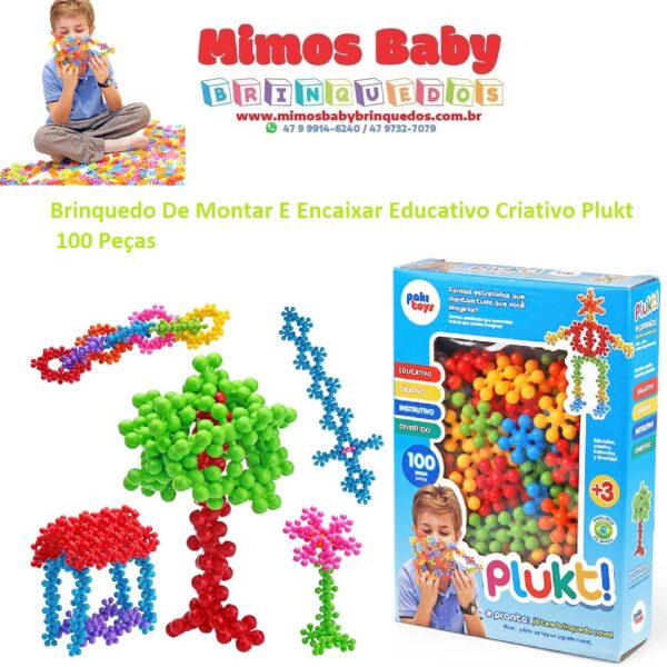 Brinquedo De Montar E Encaixe Educativo Criativo Plukt 100 Peças