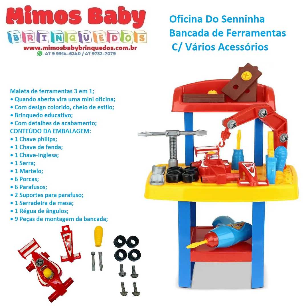 Mini Jogo De Ferramentas Infantil Mecânico Kit Ferramentas Com Carrinho