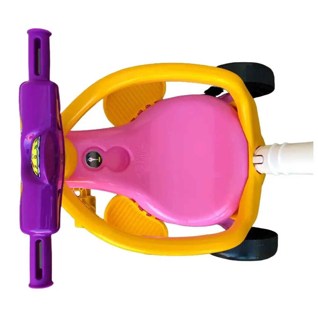 Motoca Infantil Triciclo Encantado Rosa com Empurrador e Proteção