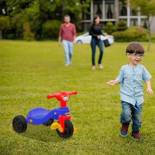 Motoca Infantil Triciclo Fast Azul com Empurrador e Proteção Pais