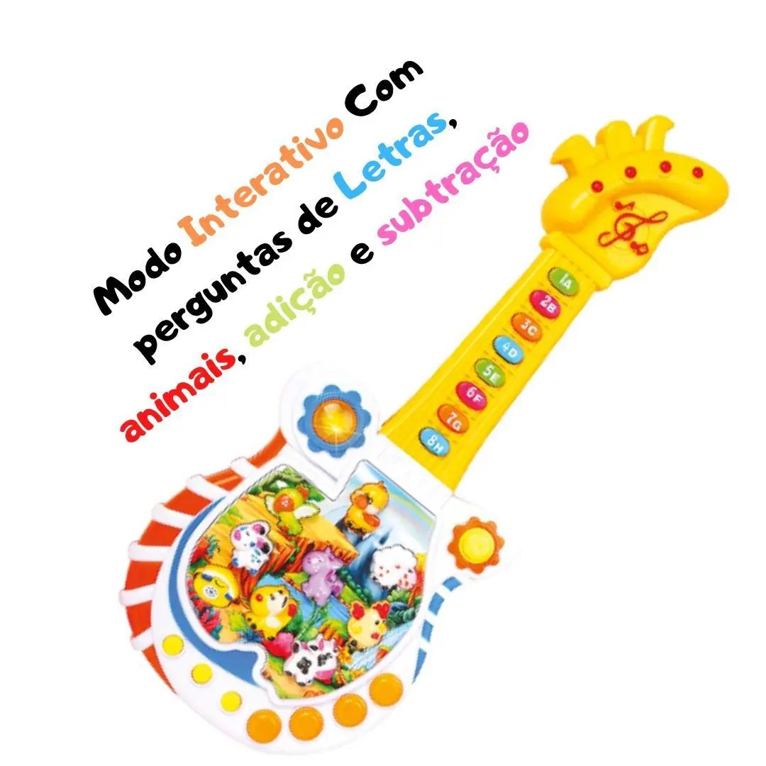 Guitarra Educativa Paradise Com Som e Luz DM Toys Musical – 45 centimetros  – Maior Loja de Brinquedos da Região
