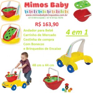 Andador 4 em 1 Carrinho de Mercado / Cestinhas de Compras - Didatico 48 cm x 44 cm