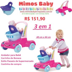 Andador Bebê Passeio Supermercado Merco Toys 48 cm x 44 cm