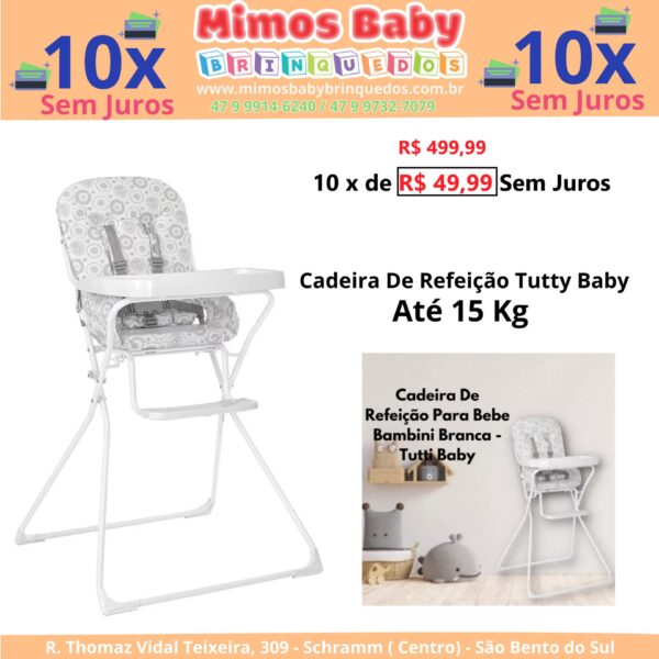 Cadeira De Refeição Alimentação Tutty Baby  Bambini Até 15 Kg Branca