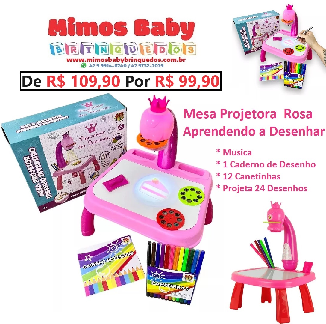 Mesa Magica Brinquedo Projetor Desenho Pintar Infantil 3 em 1