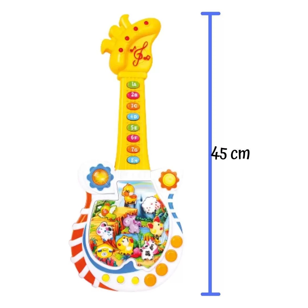 Guitarra Educativa Paradise Com Som e Luz DM Toys Musical – 45 centimetros  – Maior Loja de Brinquedos da Região