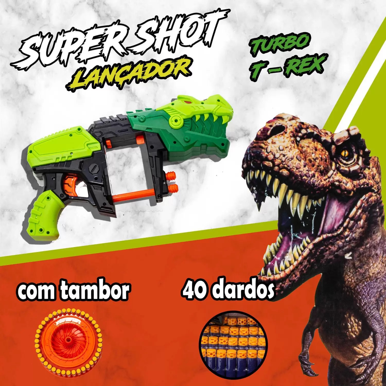 Lançador 3 Dardos Nerf Arminha Pistola Brinquedo Dinossauro