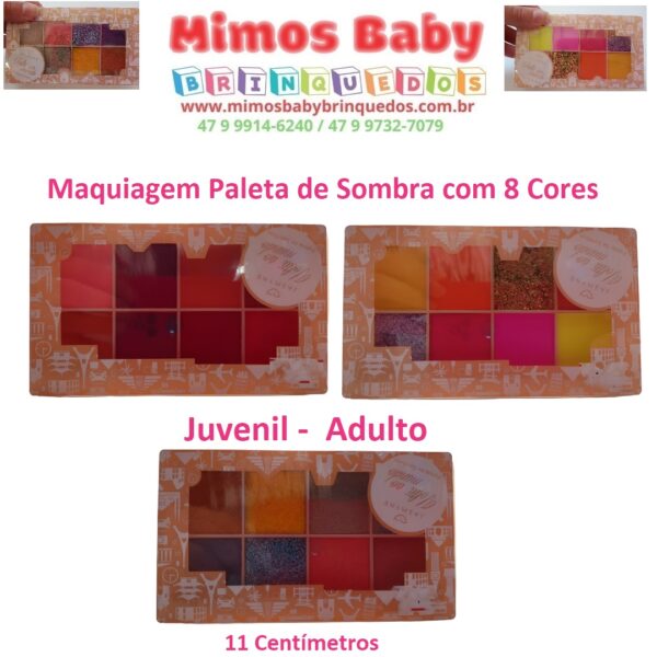 Maquiagem Paleta de Sombra com 8 Cores - Juvenil -  Adulto  11 Centímetros